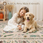 7x9 Low Pile Machine Washable Bug Rug - Indoor Non-Slip Insect Print Rug for Entryway, Living Room, Bedroom, Kitchen, Front Door, Laundry (7'x9' Beige Green)