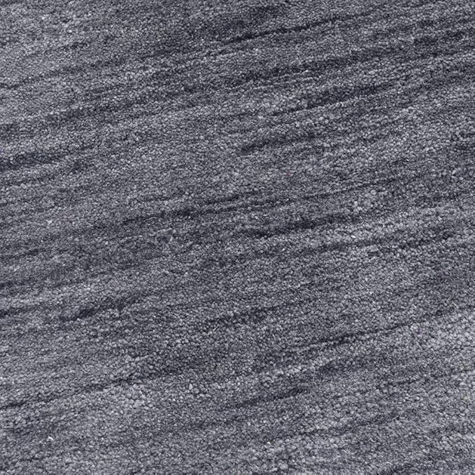 Hand Knotted Loom Wool ECO-Friendly Area Rugs - 6'x6', Round, Charcoal Color, Solid Plain Design, High Pile Thick Handmade Anti Skid Area Rugs for Living Room, Bed Room (L00111)