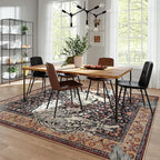 Moynesa Tiger Washable Area Rugs 8x10, Large Boho Rugs for Living Room, Vintage Non Slip Dining Room Rugs for Under Table, Ultra Thin Soft Floor Carpet for Office Bedroom, Puce Red