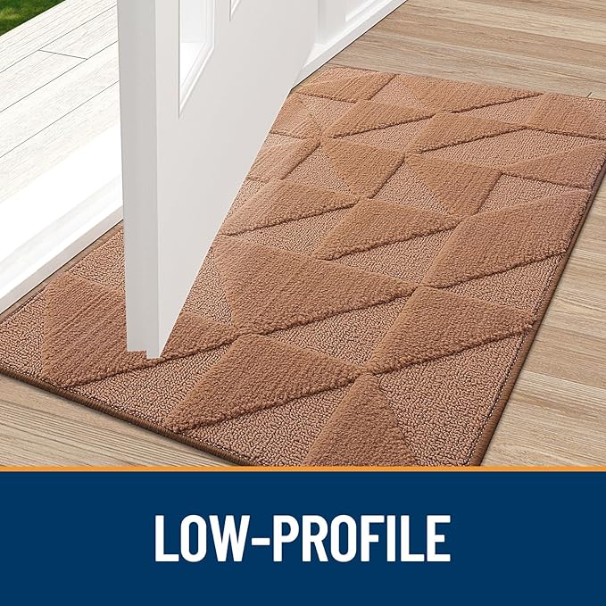 OLANLY Door Mats Indoor, Non-Slip, Absorbent, Dirt Resist, Entrance Washable Mat, Low-Profile Inside Entry Doormat for Entryway (47x20 inches, Brown)