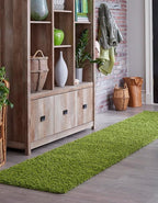 Unique Loom Solid Shag Collection Area Rug (2' 6" x 13' 1" Runner, Grass Green)