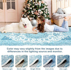 6x9 Area Rug for Bedroom, Machine Washable Rugs with Non-Slip Backing for Living Room, Large Vintage Carpet Kitchen Laundry Kids Room Decor, Celestial Blue