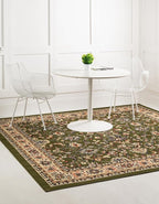Unique Loom Sialk Hill Collection Area Rug - Washington (7' 10" Square Green/Hunter Green)