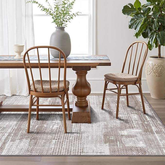 LUMI Washable Area Rug 5x8 for Living Room, Ultra Soft Stain Resistant Carpet with Non Slip Rubber Backing, Non-Shedding Low Pile Rugs for Bedroom, Dining Room, Indoor, Office