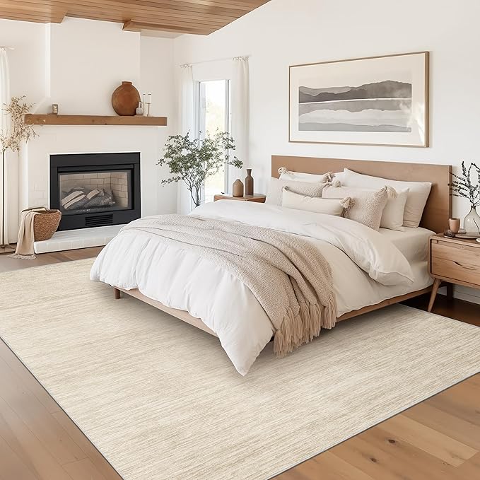 Valenrug Washable Rugs 5x7 - Non Slip 5x7 Area Rugs for Living Room, Stain Resistant Area Rugs for Bedroom, Foldable Machine Washable Area Rug(5'x7', Beige)