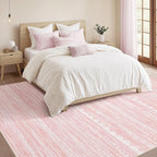 Nakagishi Pink Rugs for Bedroom Girls: 6x9 Washable Boho Large Neutral Cute Soft Area Rug Modern Indoor Floor Non Slip Accent Carpet for Living Room Nursery Kids Playroom Preppy Room Dorm Baby Room
