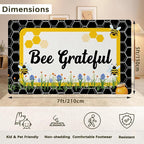 Bee Grateful Rug for Living Room 5x7, Low Pile Non-Slip Backing, Machine Washable Easy Fold Rug for Home, Office, Dorm Room
