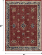 RUGGABLE Washable Vintage Area Rug – Verena Amber Red 5x7, Stain-Resistant, Non-Slip – Medium Machine Washable Rugs for Living Room, Bedroom, Hallway, Entryway & Office–with Cushioned Pad