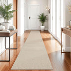 KOZYFLY Runners for Hallways 2x10 ft Washable Kitchen Runner Non Slip Rubber Backed Hallway Rugs Cotton Entryway Runner Rug Floor Carpet for Indoor Hall, Backdoor, Kitchen, Ivory/Khaki