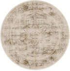 RUGGABLE Washable Vintage Area Rug – Sarrah Hazel 6 ft Round, Stain-Resistant, Non-Slip – Medium Machine Washable Rugs for Living Room, Bedroom, Hallway, Entryway & Office–with Standard Pad