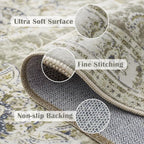 jinchan Fiora 6x9 Area Rug for Living Room Washable Soft Throw Rug Ultra-Thin Stain Resistant Non-Slip Distressed Vintage Floral Large Carpet for Bedroom Dining Room Home Office Nursery(6x9ft, Taupe)