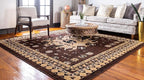 Unique Loom Taftan Collection Border Geometric Tribal Inspired Design Area Rug (8' 0 x 8' 0 Square, Brown/ Tan)