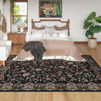 Rugcomf Vintage Paisley Rugs for Living Room 5'x7' - Machine Washable Area Rug, Non-Slip Low Pile Floral Carpet for Bedroom, Dining Room, Farmhouse, Office, Kids Playroom - Black