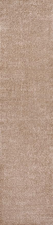Eyely UES100G-214 Supersoft Haze Solid Low-Pile Indoor Runner Rug, Coastal, Bohemian, Minimalist, Classic, Casual for Bedroom,Kitchen,Living Room,Non Shedding,Easy-Washing, Beige, 2 X 14