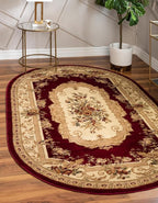 Unique Loom Versailles Collection Traditional Classic Floral Motif Area Rug (7' 11 x 10' 0 Oval, Burgundy/Ivory)