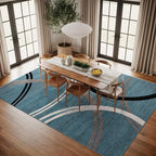Rugshop Modern Wavy Circles Design Area Rug, Fade-Resistant Carpet for Living Room, Dining Room, or Office, Grand Room,Open Spaces,Blue, 12' x 15'