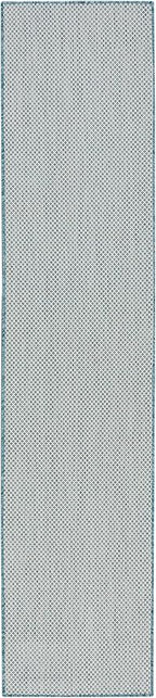 Nourison Home Courtyard Ivory Aqua 2'2" x 8' Area Rug - Easy Clean, Non Shedding, Bed Room, Living Room, Dining Room, Kitchen (8' Runner)