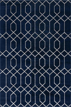 Unique Loom Glam Collection Area Rug - Trellis (6' 1' x 9' Rectangle, Navy Blue Silver/ Silver)