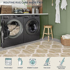 Lahome Moroccan Washable Kitchen Runner Rug - 2x6 Runners for Hallways with Rubber Backing Throw Soft Non-Slip Laundry Room Rug Taupe Print Distressed Modern Carpet Runner for Bathroom Bedroom