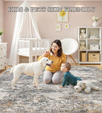 Area Rugs 9x12 Living Room - Modern Abstract Large Rugs for Living Room Non-Slip Low Pile Soft Machine Washable Carpet for Bedroom, Under Dining Table, Nursery, Farmhouse (9'x12' Tan Blue)