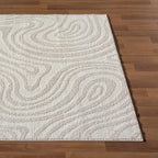 LUXE WEAVERS Geometric Swirl Cream 6x9 Area Rug High Low Modern Carpet