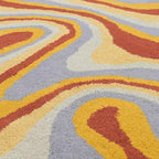 Irregular Shaped Handmade Wool Area Rug | Modern Colourful Stripe Premium Carpet | Perfect for Living Room, Bedroom, Dining Room & Home Decor (Desert, 5x5 ft)