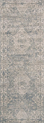Loloi Teagan Collection TEA-04 Sky/Natural 2'-8" x 7'-6" Runner Rug, Large, Soft Neutral Rug, High-Traffic for Living Room, Bedroom, Home Office, Dining Area