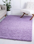 Unique Loom Solid Shag Collection Area Rug (4' 1" x 6' 1" Rectangle, Lilac)