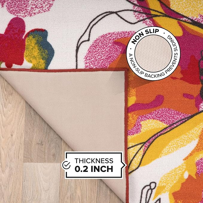 Rugshop Modern Bright Flowers Non-Slip (Non-Skid) Area Rug Runner 2' X 7' (22" X 84") Multi