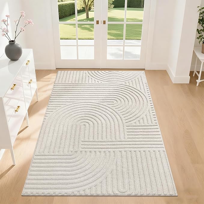 Pauwer 3x5 Washable Area Rugs for Living Room Modern Beige Solid Color Soft Fluffy Rugs for Bedroom Non Slip Boho Accent Indoor Mat Floor Carpet Cover for Kids Room Dining Room Kitchen Office, Beige