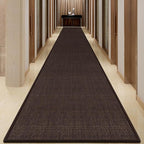 GOYLSER Jute Runner Rug Non Slip Washable, 20 ft Rubber Backed Absorbent Laundry Rugs Laundry Room Runner, Deep Brown Long Hallway Rug