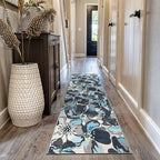 Rugshop Gray Large Floral Non-Slip Runner Rug Fade Resistant for Hallway, Entryway and Kitchen, 2'7" x 12'