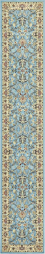 Unique Loom Sialk Hill Collection Area Rug - Washington (2' 11" x 16' 5" Runner Light Blue/Navy Blue)