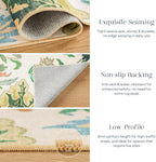 Phantoscope Washable Area Rug 5'x7' Non-Slip, Vintage Boho Rugs for Living Room, Bedroom, Dining Room, Neutral Green Floral Medallion Pattern, Low-Pile Foldable Floor Carpet, Forest Green/Cream