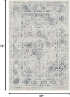 RUGGABLE Washable Vintage Area Rug – Sarrah Blue Quartz 4x6, Stain-Resistant, Non-Slip – Medium Machine Washable Rugs for Living Room, Bedroom, Hallway, Entryway & Office–with Cushioned Pad