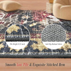 RUGSURE Washable Area Rugs - Perfect for Living Room, Bedroom, Kids Room, Nursery - Stain & Water Resistant Non-Slip, Pet & Child Friendly, Vintage Tribal Area Rugs (Rust, 3' x 5 ')