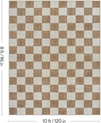 LIVEBOX 8x10 Area Rugs for Living Room, Checkered Non-Slip Washable Rugs, Farmhouse Neutral Classic Geometric Pattern Large Boys Area Rug for Bedroom, Carpet for Dining Room Office(Brown,8'x10')