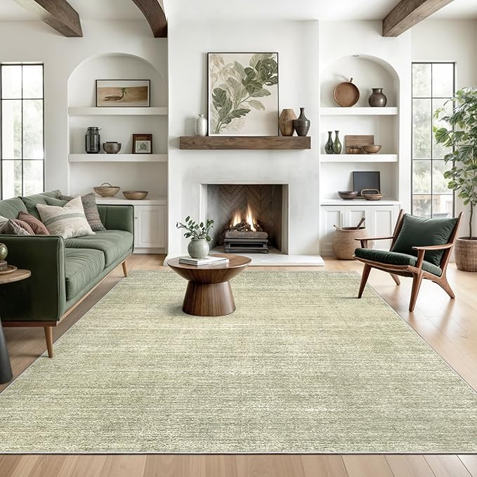 Valenrug Washable Rug 5x7 - Stain Resistant 5x7 Area Rugs for Living Room, Non Slip Backing Printed Rugs for Bedroom, Folable Machine Washable Area Rug (5'x7', Green)