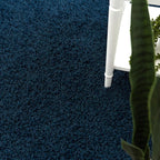 Unique Loom Solid Shag Collection Area Rug (3' 3" x 5' 3" Oval, Sapphire Blue/ Navy Blue)