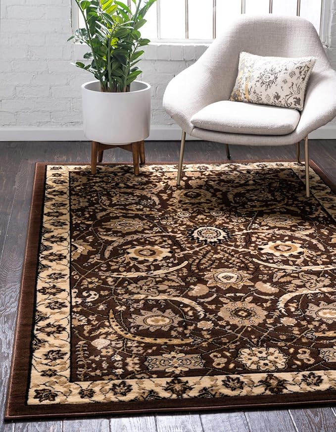 Unique Loom Espahan Collection Area Rug - Cape Cod (7' 1" x 10' Rectangle, Brown/ Beige)