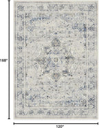 RUGGABLE Washable Vintage Area Rug – Sarrah Blue Quartz 10x14, Stain-Resistant, Non-Slip – Large Machine Washable Rugs for Living Room, Bedroom, Hallway, Entryway & Office–with Cushioned Pad