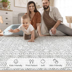 5x7 Area Rug Living Room: Washable Boho Geometric Moroccan Rug Neutral Modern Farmhouse Indoor Soft Non Slip Ultra Thin Printed Pattern Carpet for Dining Room Bedroom Nursery Home (BeigeGray, 5'x7')