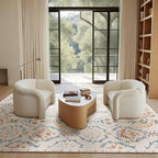 Phantoscope Washable Area Rug 9'x12' Non-Slip, Vintage Floral Boho Rugs for Living Room, Bedroom, DiningRoom, Soft Botanical Moroccan Pattern, Low-Pile Foldable Floor Carpet, Ivory Pink/Boho Garden