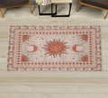 Ambesonne Sun and Moon Decorative Rug, Bohemian Artwork Design of Crescent Solar Ornament Esoteric Stars Ornaments, Quality Carpet for Bedroom Dorm and Living Room, 2' 2" x 3' 7", Burnt Sienna