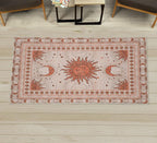 Ambesonne Sun and Moon Decorative Rug, Bohemian Artwork Design of Crescent Solar Ornament Esoteric Stars Ornaments, Quality Carpet for Bedroom Dorm and Living Room, 2' 2" x 3' 7", Burnt Sienna