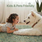 Bavni Washable Runners for Hallways 2X10, Ultra-Thin Non Slip Long Runner Rug, Print Vintage Aesthetic Carpet Runner, Low Pile Rugs for Kitchen Porch Bedroom, Green