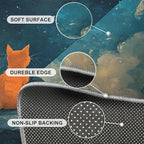 Orange Cat Rugs for Bedroom - 3x5 Area Rug - Cartoon Starry Sky Rugs for Living Room, 3D Cute Cat Rug, Non-Slip Washable Home Decor Carpet