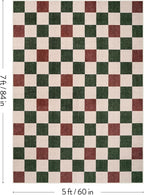 Machine Washable 5x7 Area Rugs for Living Room Clearance Checkered, Non Slip Low Pile Farmhouse Modern Neutral Playroom Boys Rugs for Bedroom, Carpet Rugs for Dining Room(Red,5'x7')