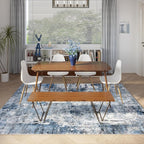 Rugcomf 9x12 Boho Rug Soft Area Rug Non-Slip Non-Shedding Faux Wool Vintage Rug for Living Room, Dining Room, Kids Playroom, Blue
