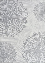 WITSHOCK 6x8 Washable Rug for Living Room,Modern Floral Distress Print Pattern Area Rugs,Stain Resistant with Non Slip Backing Carpet for Dining Room,Bedroom & Home Decor,Grey White